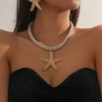 Ensemble parrure boucle d'oreille et collier etoile de mer